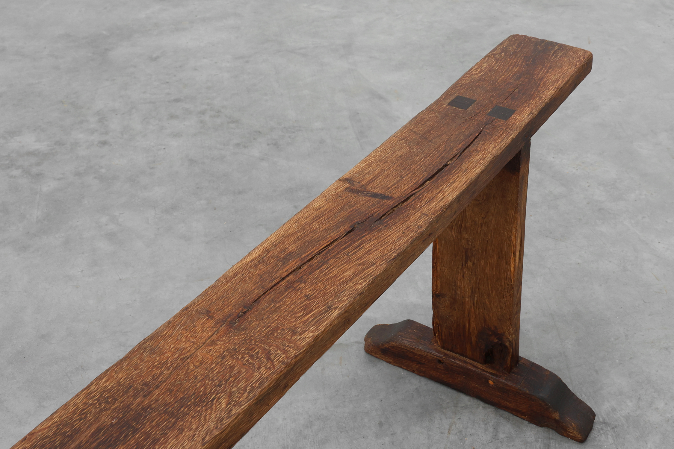 Rustic farmhouse bench in oak, France ca. 1820thumbnail